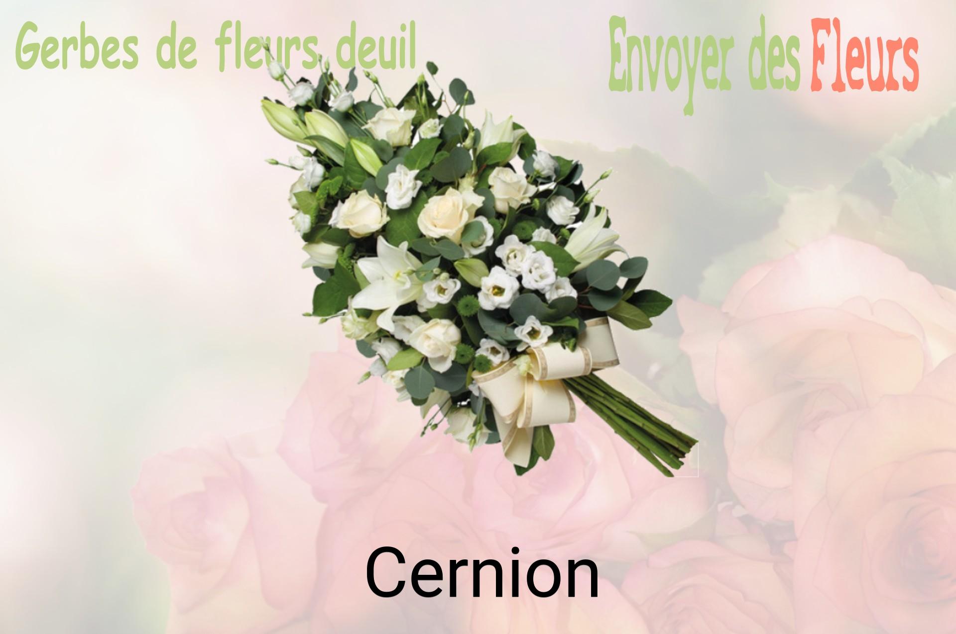 Gerbe de fleurs de deuil livrée à Cernion